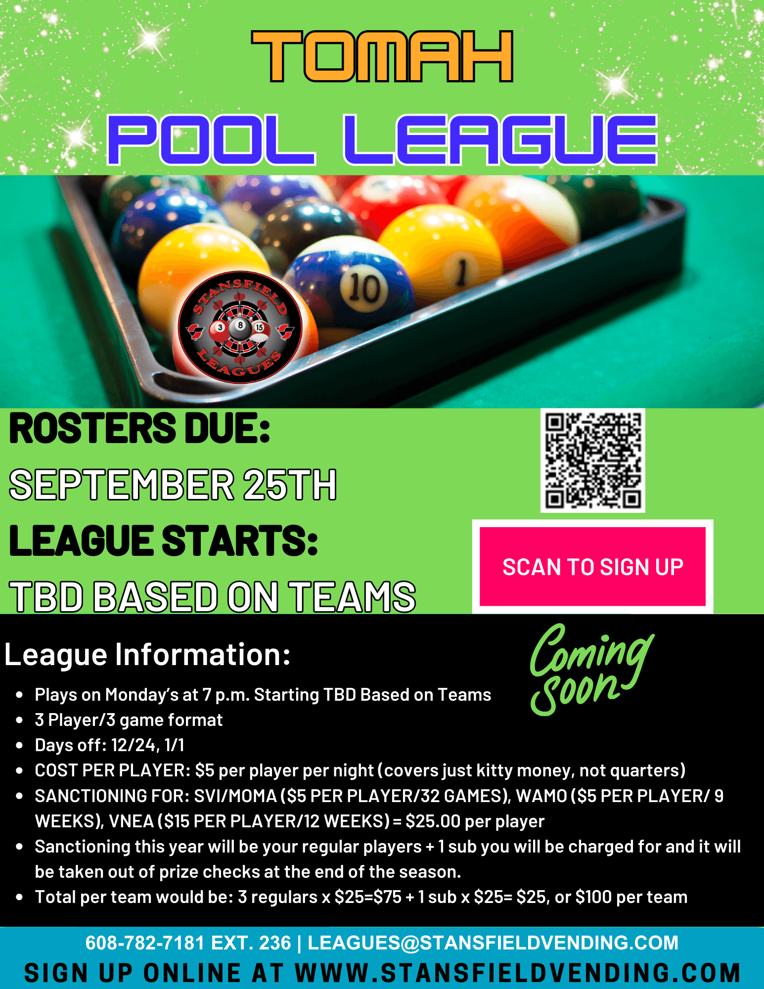 Tomah Area Pool - Stansfield Vending | Pool Leagues | Dart Leagues